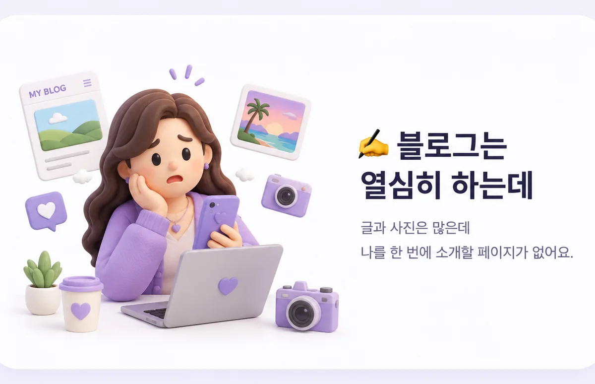 블로그는 열심히 하는데 — 글과 사진은 많은데 나를 한 번에 소개할 페이지가 없어요