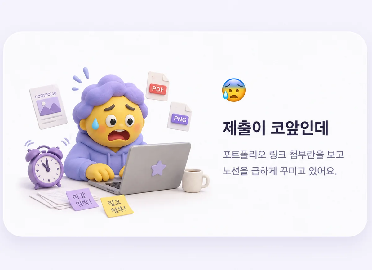 제출이 코앞인데 — 포트폴리오 링크 첨부란을 보고 노션을 급하게 꾸미고 있어요